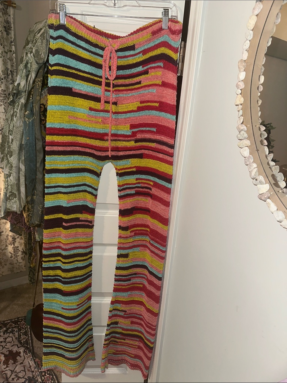 Fashion Nova Multicolor Striped Knit Wide-Leg Pants